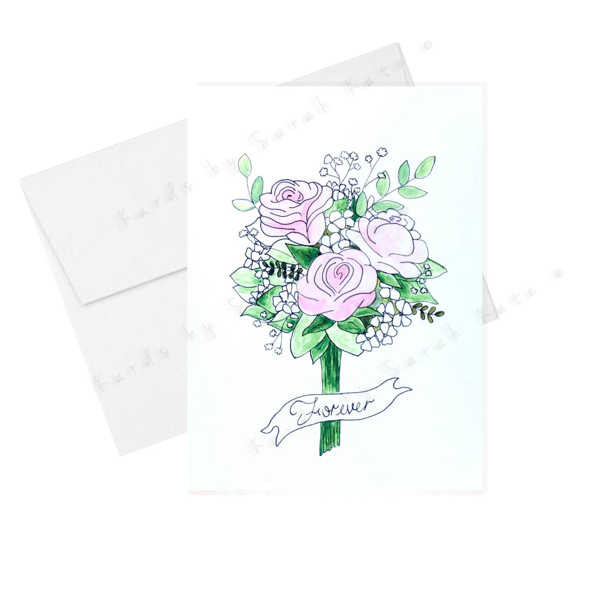 Wedding Rose Bouquet - Greeting Card