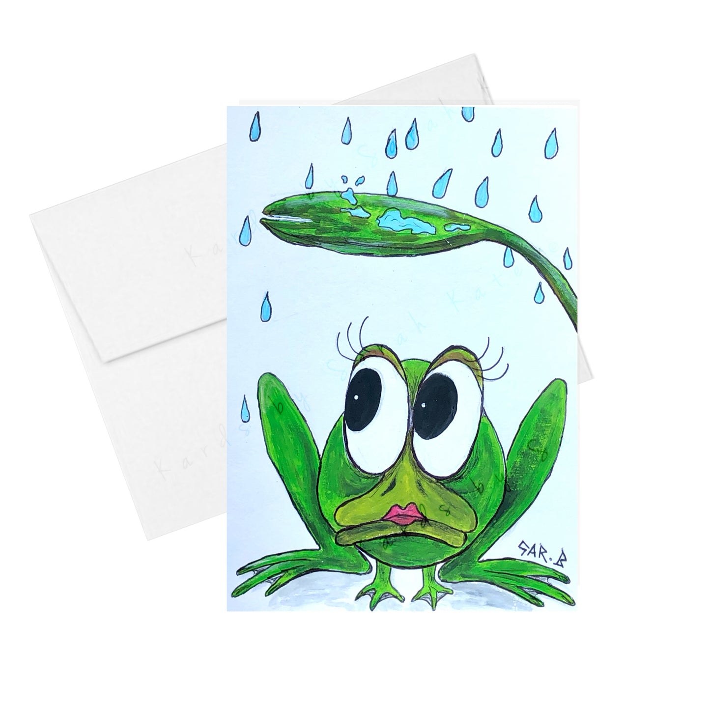 Staying Dry Frog - Greeting Card