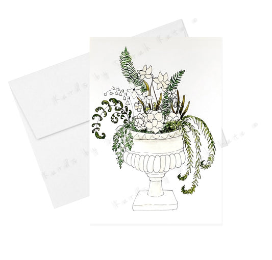 White on White Floral - Greeting Card