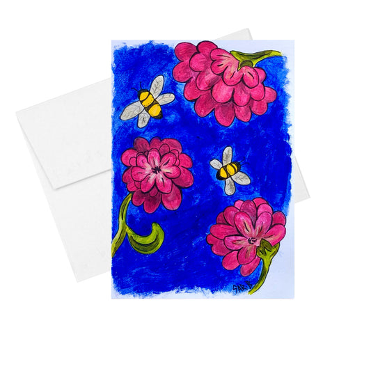 Flowers and Bees - Greeting Card
