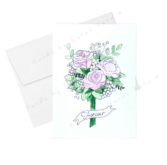 Wedding Rose Bouquet - Greeting Card