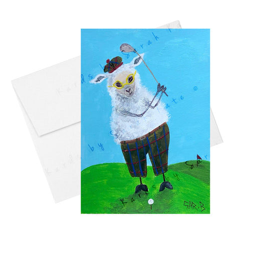 Golfing Sheep - Greeting Card