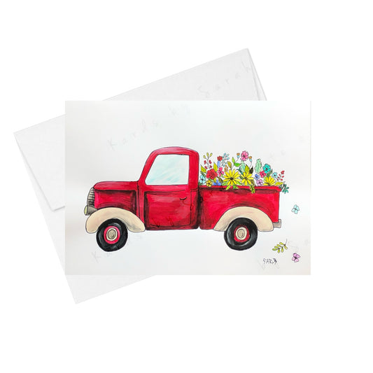 Flower Delivery Truck - Greeting Card