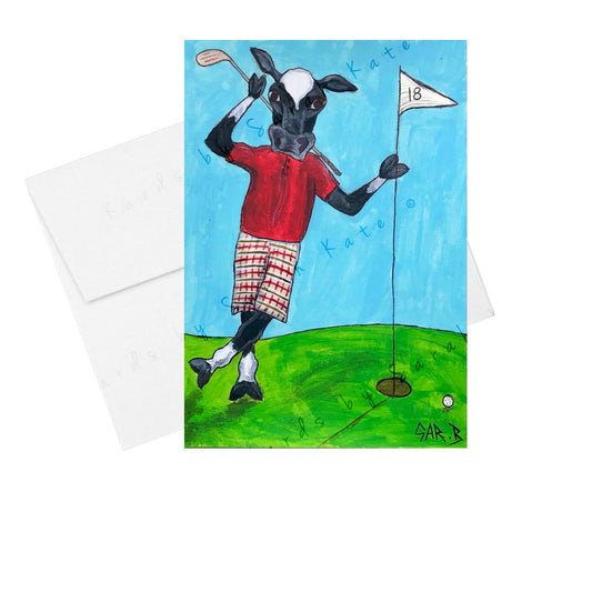 Golfing Cow - Greeting Card
