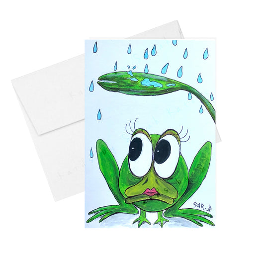 Staying Dry Frog - Greeting Card
