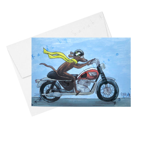 Motorcycling Dog - Greeting Card